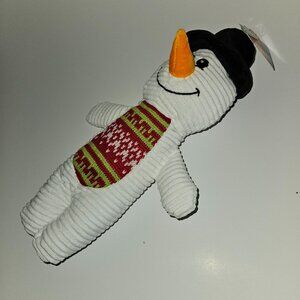 Christmas Holiday Plush Snowman Pet Dog Toy Squeaky White Ribbed Rite Aid w/TAG
